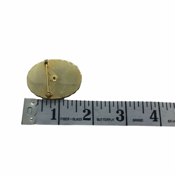 Windmill Brooch Pin Vintage Women's Dark Weather Painted Porcelain And Gold Tone - Picture 6 of 12